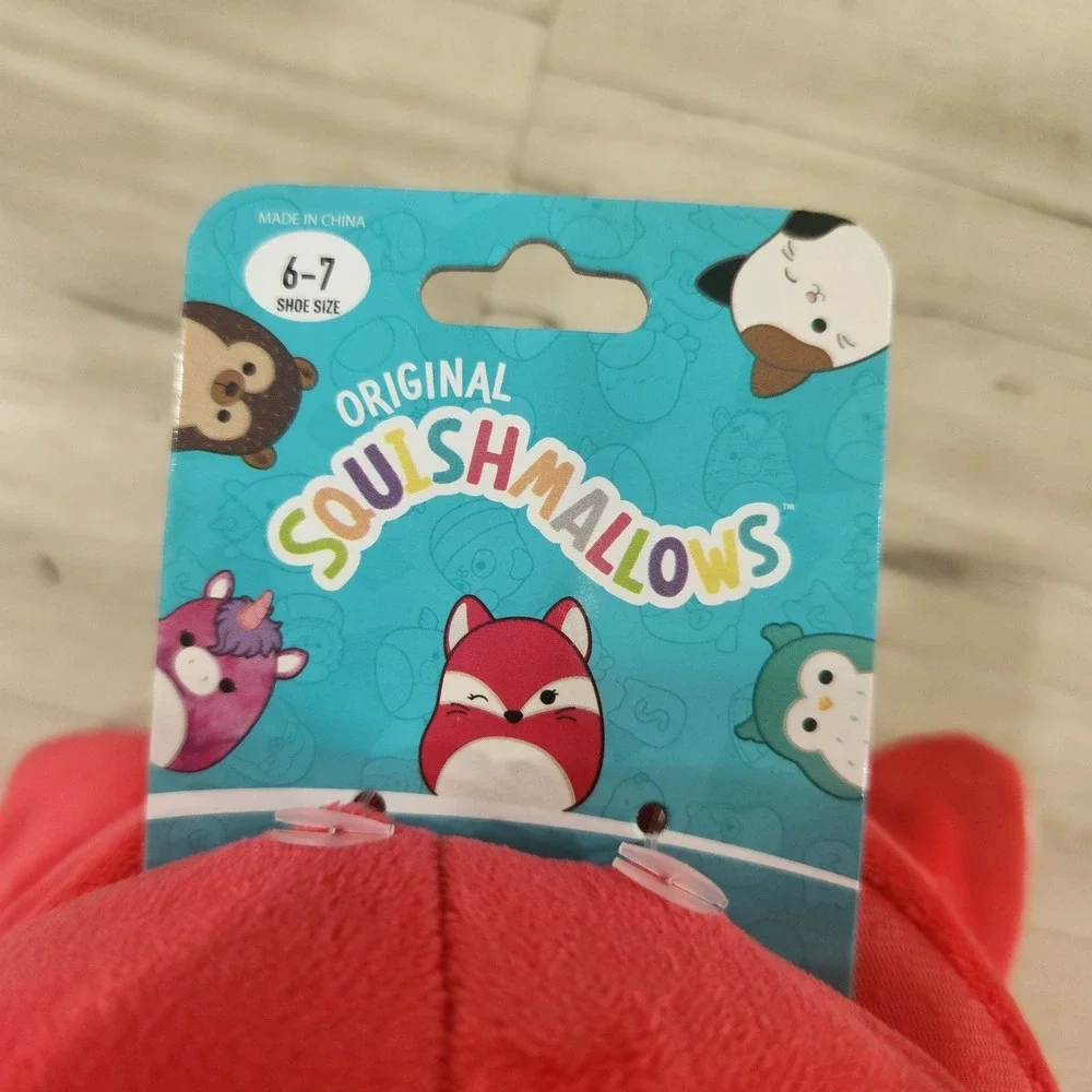 Squishmallows Fifi the Fox Plush Slippers Pink Kids Shoe Size 6-7 NWT